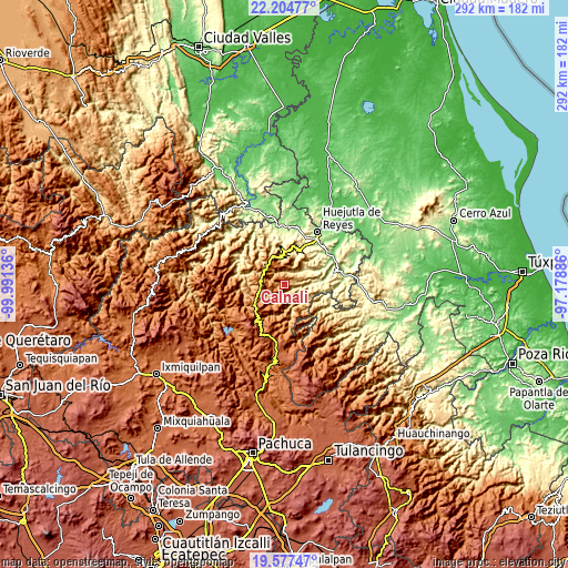 Topographic map of Calnali