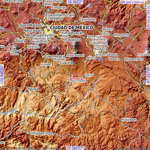 Topographic map of Calmeca