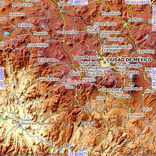 Topographic map of Calimaya