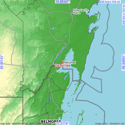 Topographic map of Calderitas