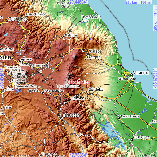 Topographic map of Calcahualco