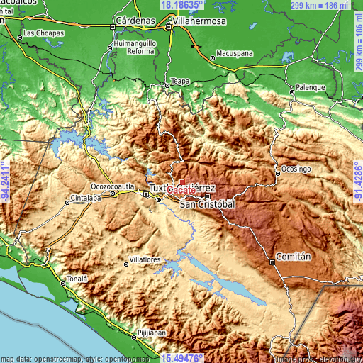 Topographic map of Cacaté