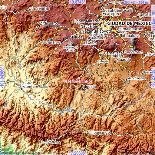 Topographic map of Cacalotenango