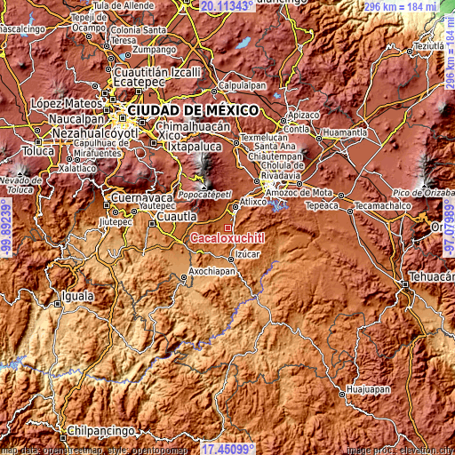 Topographic map of Cacaloxúchitl