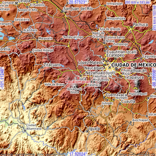 Topographic map of Cacalomacan