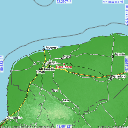 Topographic map of Cacalchen