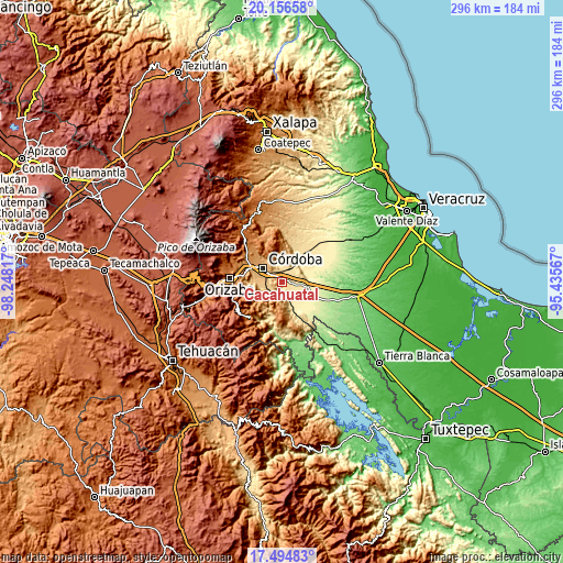 Topographic map of Cacahuatal