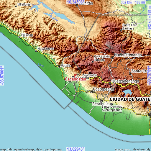 Topographic map of Cacahoatán