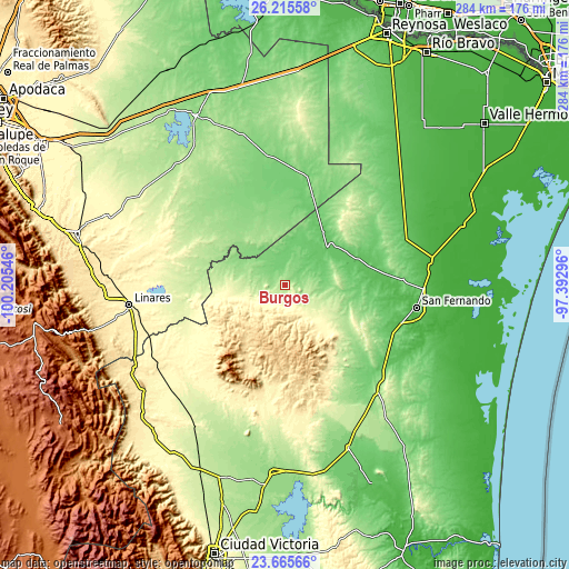 Topographic map of Burgos