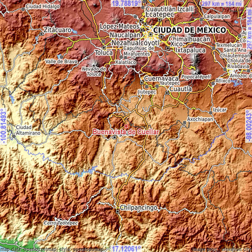 Topographic map of Buenavista de Cuéllar