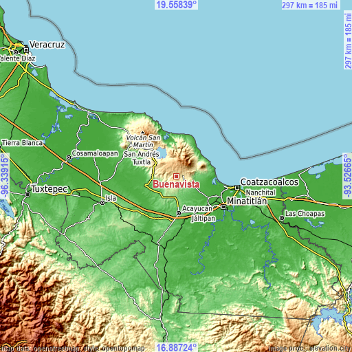 Topographic map of Buenavista