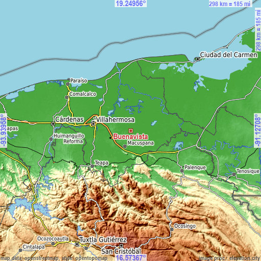 Topographic map of Buenavista