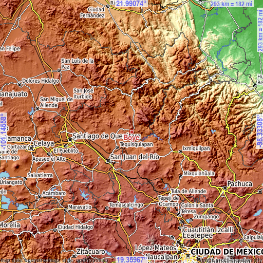 Topographic map of Boyé