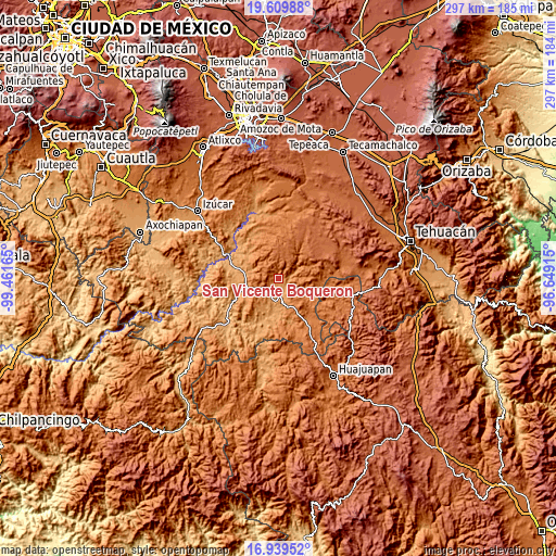 Topographic map of San Vicente Boquerón