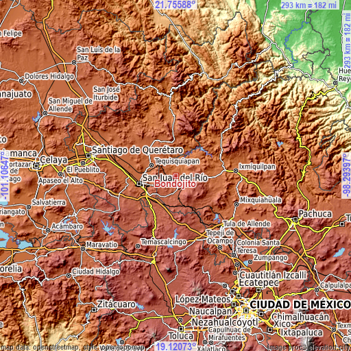 Topographic map of Bondojito