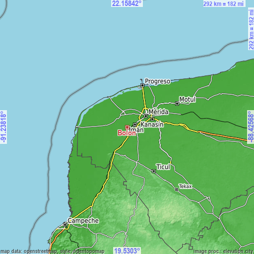 Topographic map of Bolón