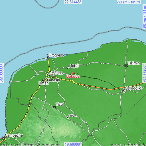 Topographic map of Bokoba