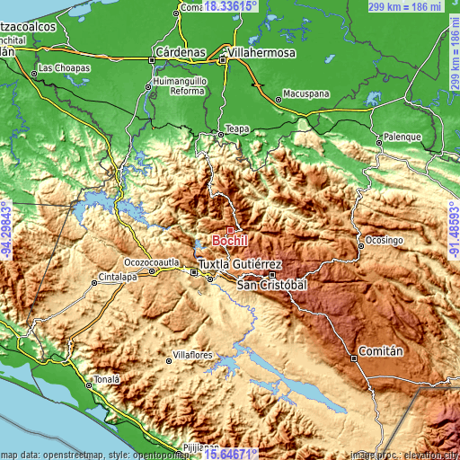 Topographic map of Bochil