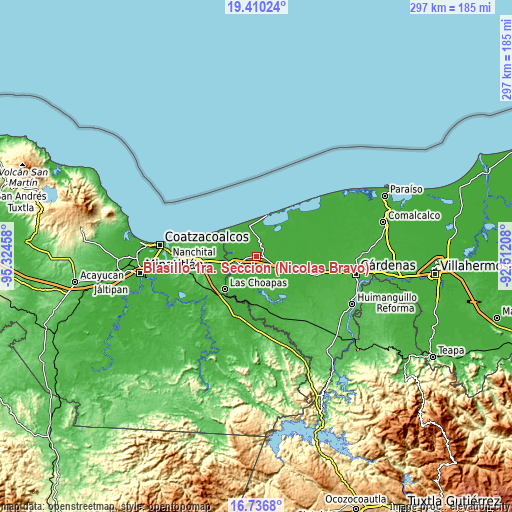 Topographic map of Blasillo 1ra. Sección (Nicolás Bravo)