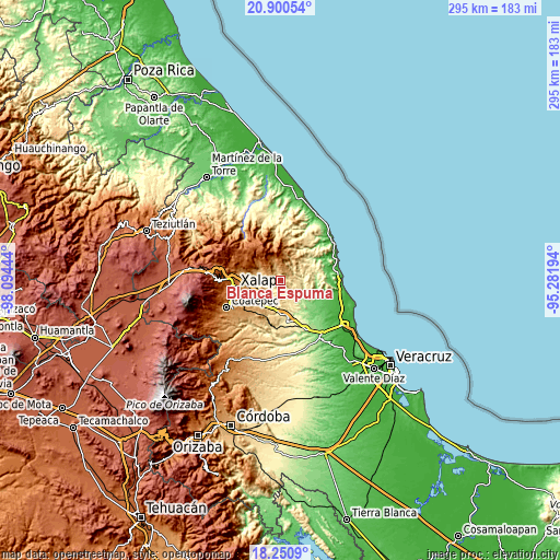 Topographic map of Blanca Espuma
