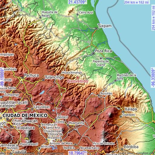 Topographic map of Bienvenido