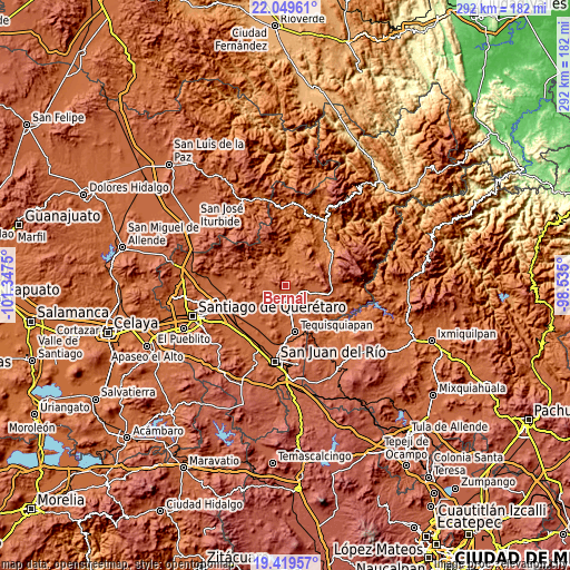 Topographic map of Bernal