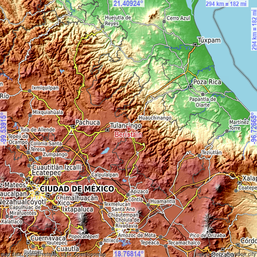 Topographic map of Beristain