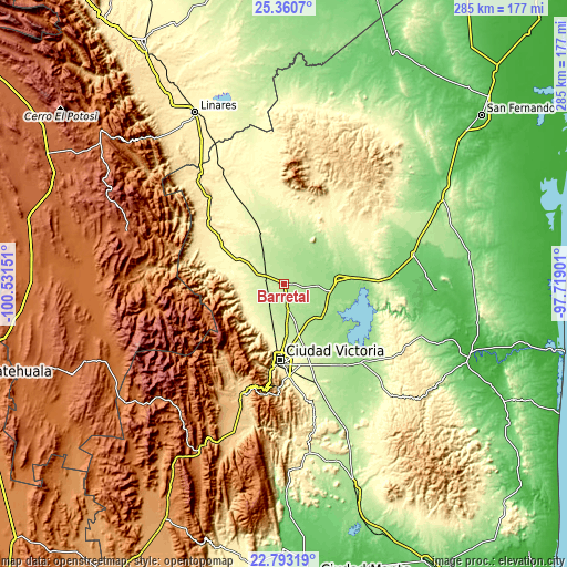 Topographic map of Barretal