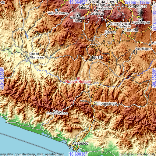 Topographic map of Nuevo Balsas