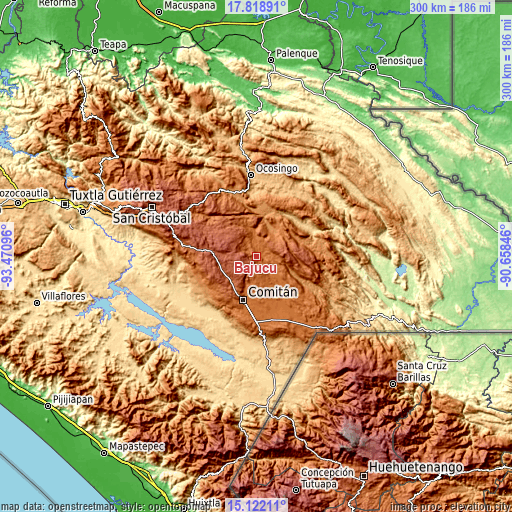 Topographic map of Bajucu