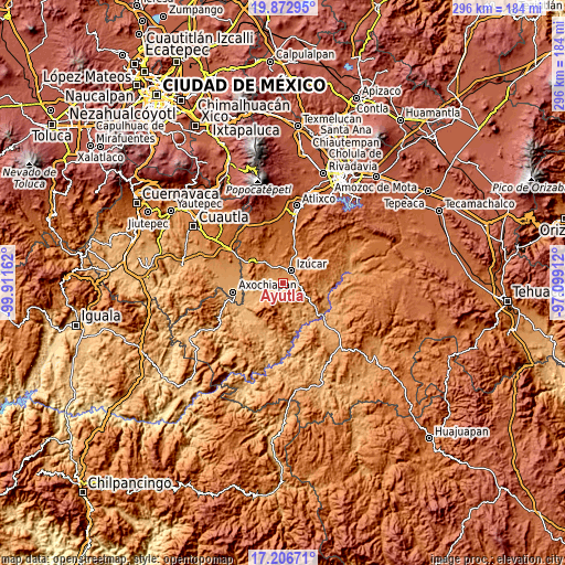 Topographic map of Ayutla