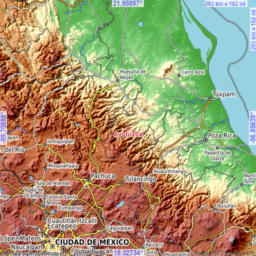 Topographic map of Ayotuxtla