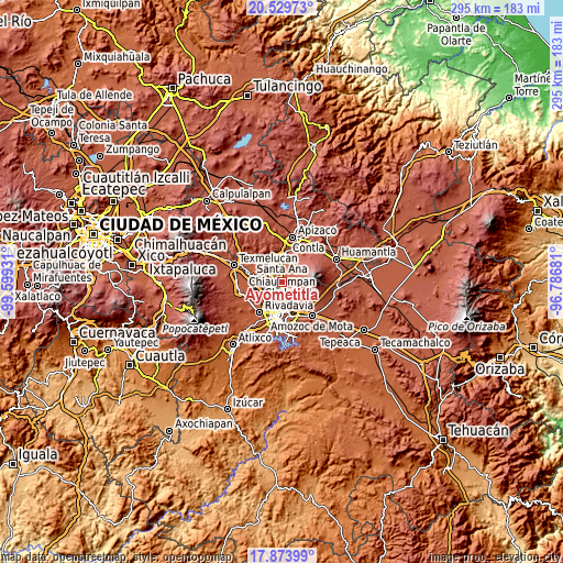 Topographic map of Ayometitla