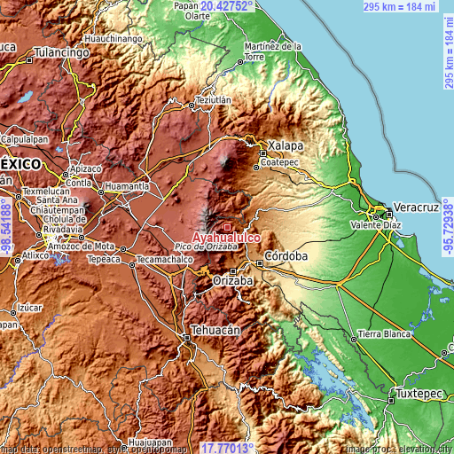 Topographic map of Ayahualulco