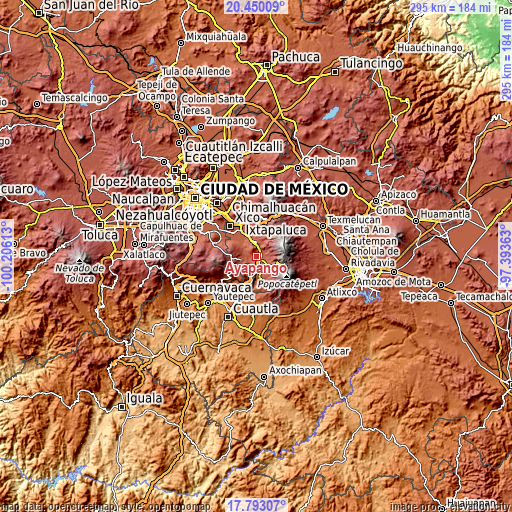 Topographic map of Ayapango