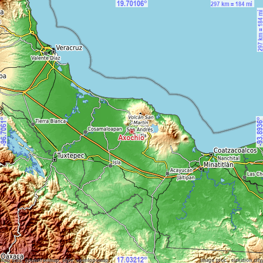 Topographic map of Axochío