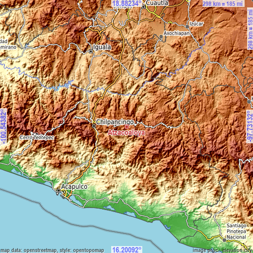 Topographic map of Atzacoaloya