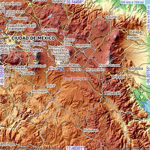 Topographic map of Atoyatempan