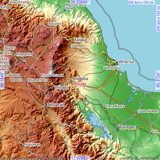 Topographic map of Atoyac