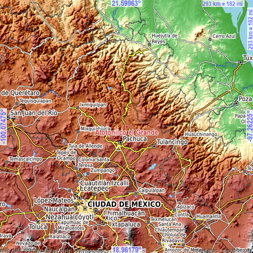 Topographic map of Atotonilco el Grande