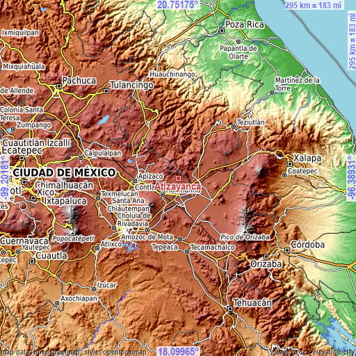 Topographic map of Atlzayanca