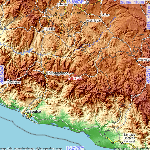 Topographic map of Atlixtac