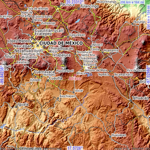 Topographic map of Atlixco