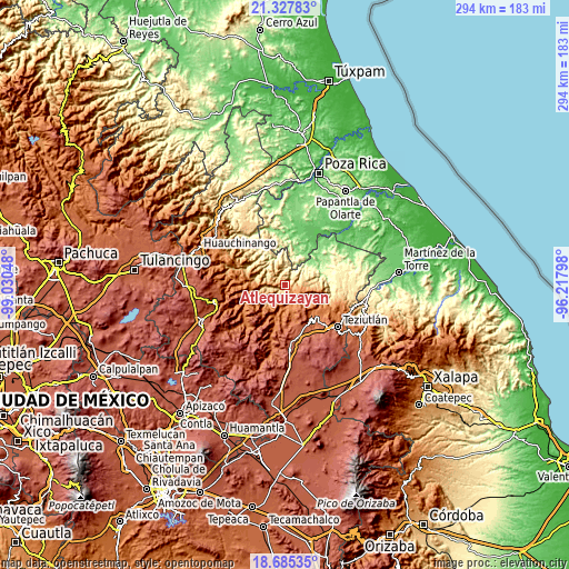 Topographic map of Atlequizayan