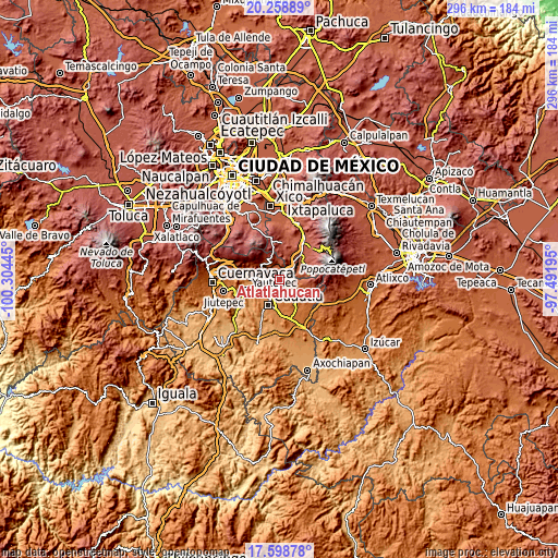 Topographic map of Atlatlahucan