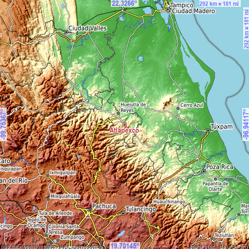 Topographic map of Atlapexco