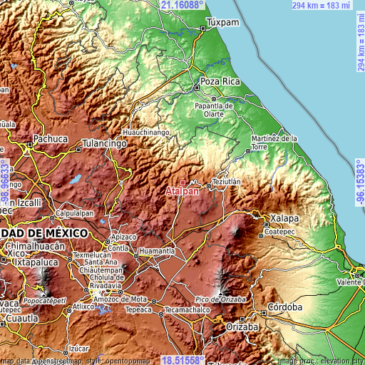 Topographic map of Atalpan