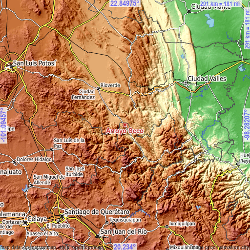 Topographic map of Arroyo Seco