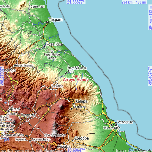 Topographic map of Arroyo Hondo