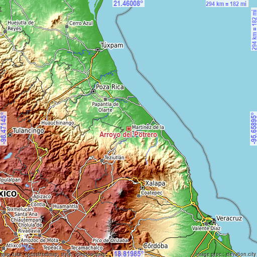 Topographic map of Arroyo del Potrero